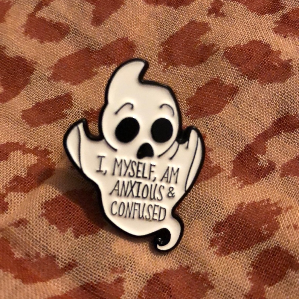 3/$12 Anxious ghost enamel pin 💕